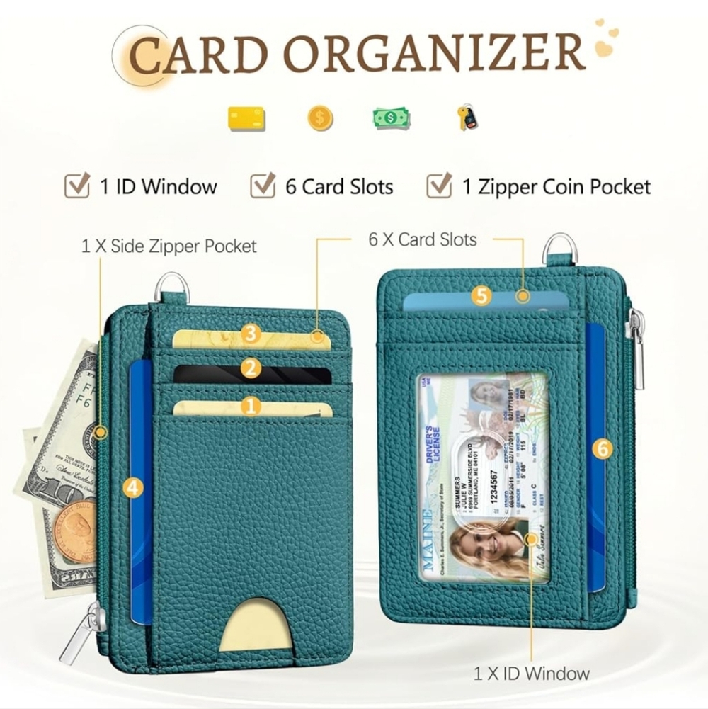 Teal Card Organizer Wallet